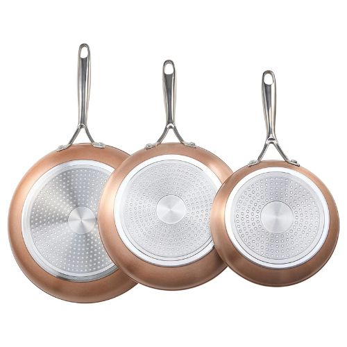(3 Piece) Frying Pan Skillet Aluminum Egg Fry Pans Kitchen (Grey) - Image 3