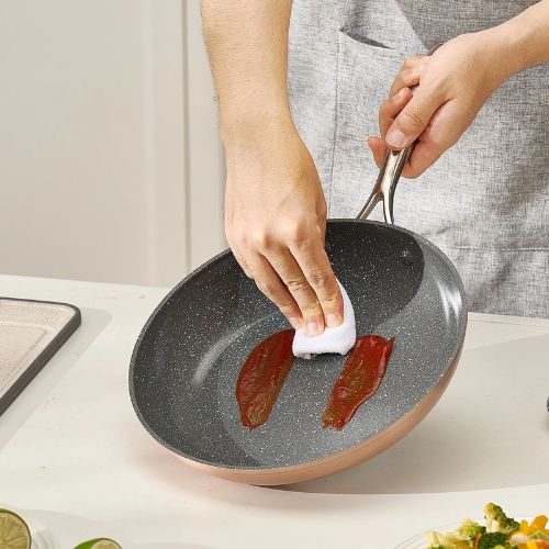 (3 Piece) Frying Pan Skillet Aluminum Egg Fry Pans Kitchen (Grey) - Image 6