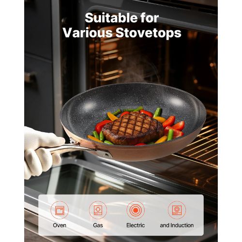 (3 Piece) Frying Pan Skillet Aluminum Egg Fry Pans Kitchen (Grey) - Image 7