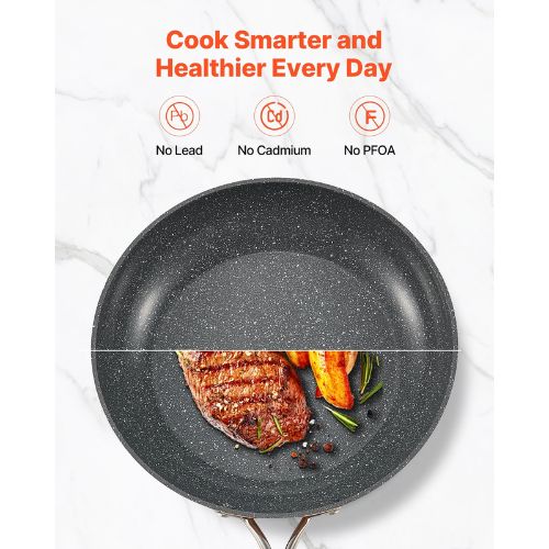 (3 Piece) Frying Pan Skillet Aluminum Egg Fry Pans Kitchen (Grey) - Image 9